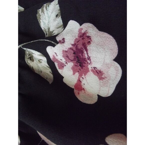 Rose Gal Romper Womens 4XL Floral Off-Shoulder Black Pink Ruffle Short Sleeve - Picture 3 of 9